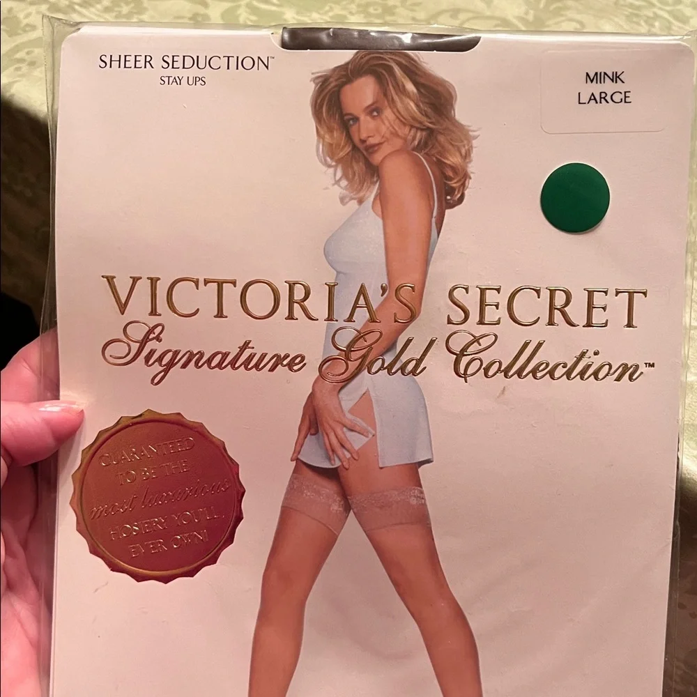 Victoria’s Secret Signature Gold Collection LG Sheer Thigh High Stockings MINK